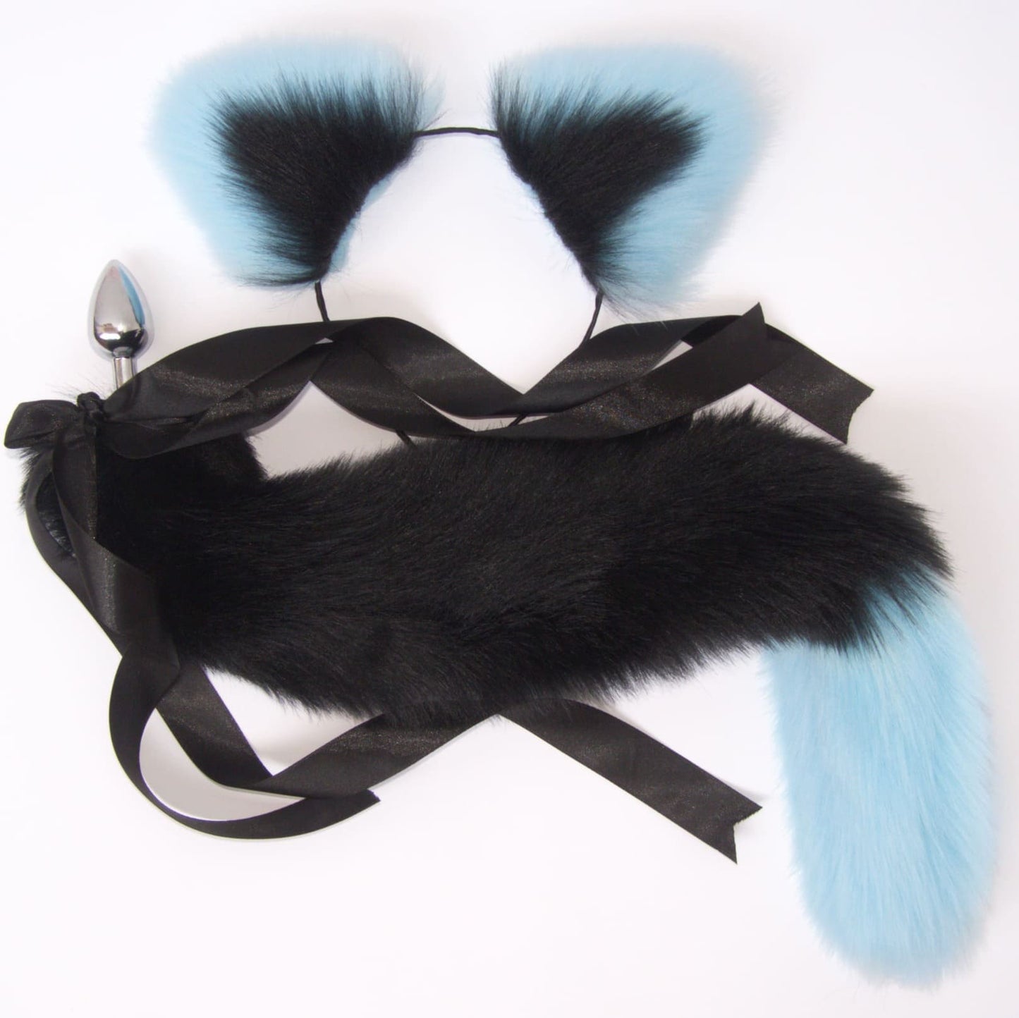 OhMyBP™ Pink and Blue Cat Tail Butt Plug 20 in (50 cm) - DDLG Set