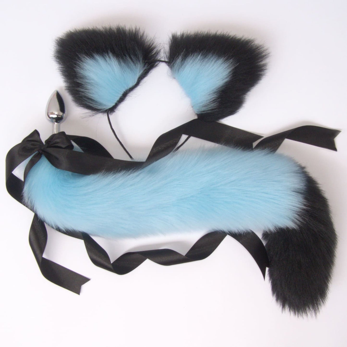 OhMyBP™ Pink and Blue Cat Tail Butt Plug 20 in (50 cm) - DDLG Set