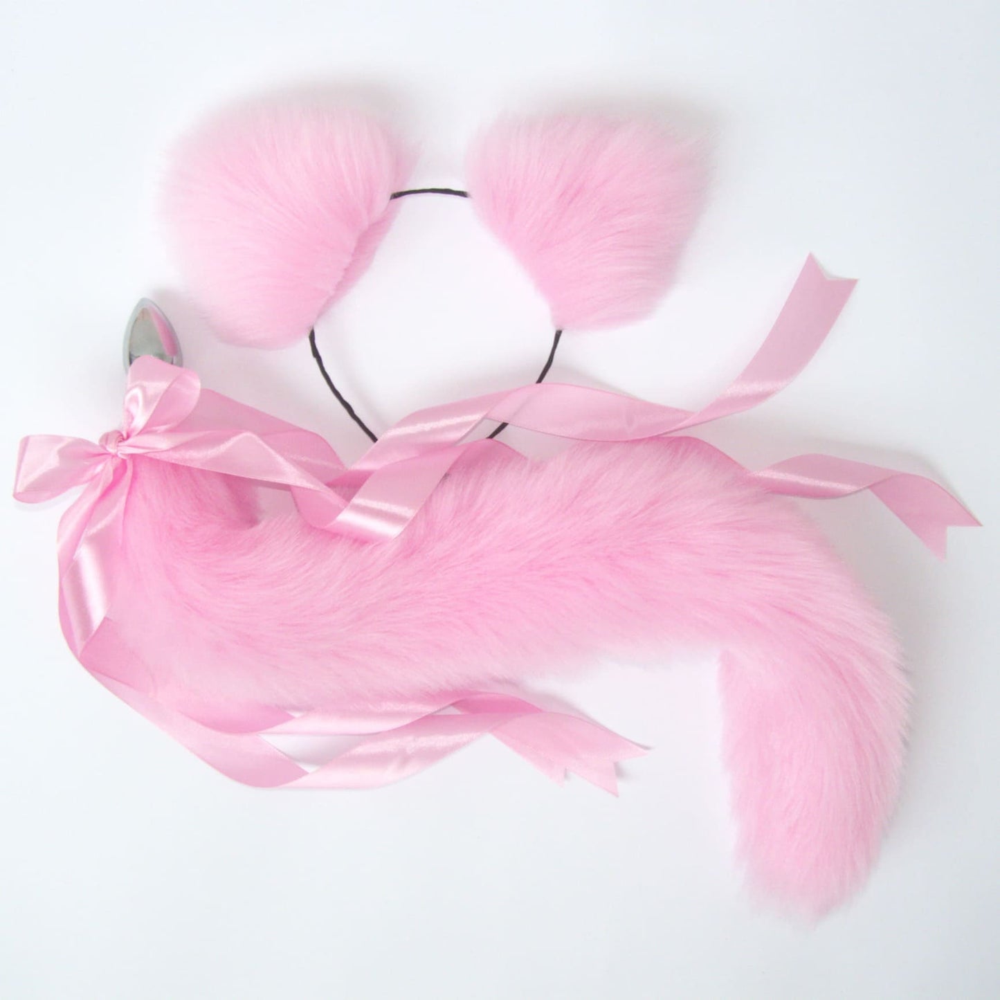 OhMyBP™ Pink and Blue Cat Tail Butt Plug 20 in (50 cm) - DDLG Set