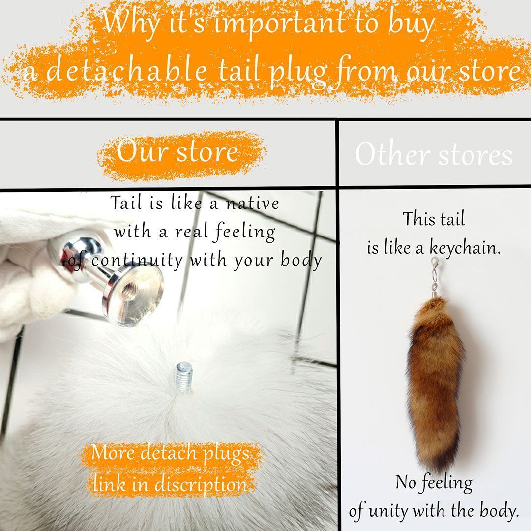 OhMyBP™ White Fox Tail Butt Plug 16 in (40 cm) - Natural Fur