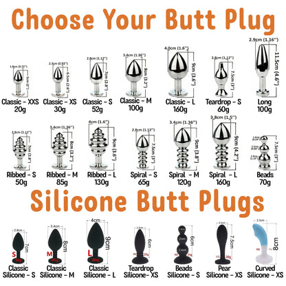 Banner with Detachable Stainless Steel Butt Plugs and Silicone Butt Plugs