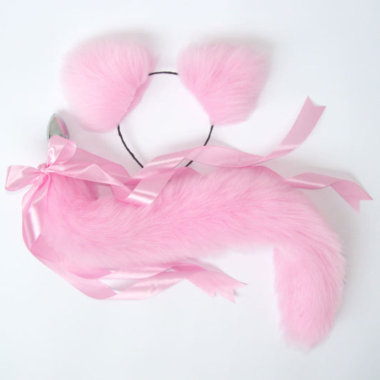 OhMyBP™ Pink Cat Tail Butt Plug 20 in (50 cm) - DDLG Set