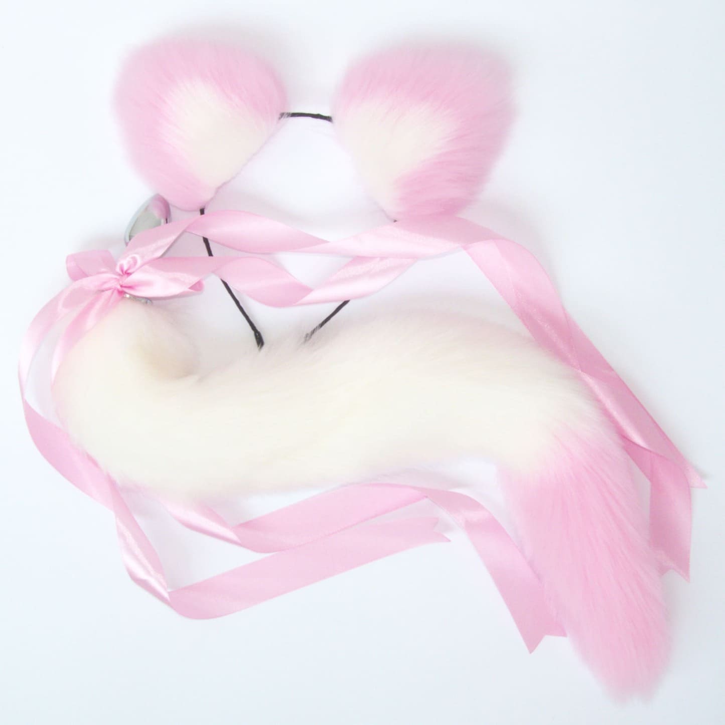 OhMyBP™ Purple and Pink Cat Tail Butt Plug 20 in (50 cm) - DDLG Set