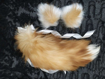 OhMyBP™ Gray Wolf Tail Butt Plug 16 in (40 cm) - Natural Fur